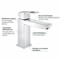 GROHE Eurocube Einhand-Waschtischbatterie M-Size, Mittelhoch Mit Ablaufgarnitur -Megabad Verkäufe hersteller grohe eurocube waschtisch einhand waschtischbatterie 2338384