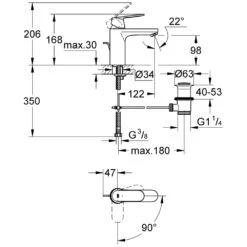 GROHE Eurosmart C Einhand-Waschtischbatterie Mit Ablaufgarnitur -Megabad Verkäufe hersteller grohe eurosmart cosmopolitan waschtisch einhand 803167