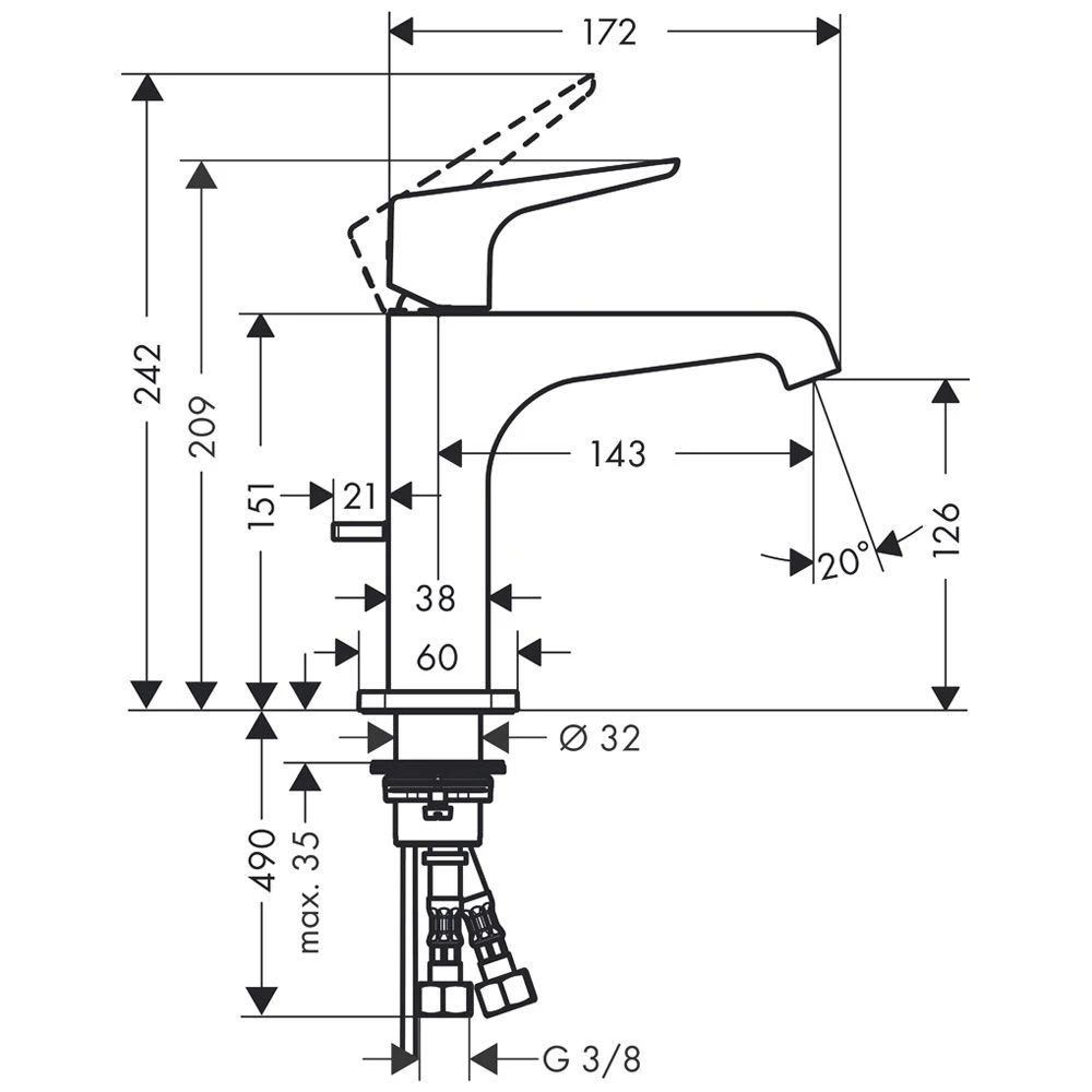 AXOR Citterio E Einhebel-Waschtischmischer 125 Mit Hebelgriff Und Ablaufgarnitur 4 AXOR Citterio E Einhebel-Waschtischmischer 125 Mit Hebelgriff Und Ablaufgarnitur – Bild 2