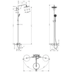 Hansgrohe Croma 220 Showerpipe Wanne Mit Brausearm 40 Cm, Schwenkbar -Megabad Verkäufe hersteller hansgrohe axor pharo brausenprogramm brausesets 1122562