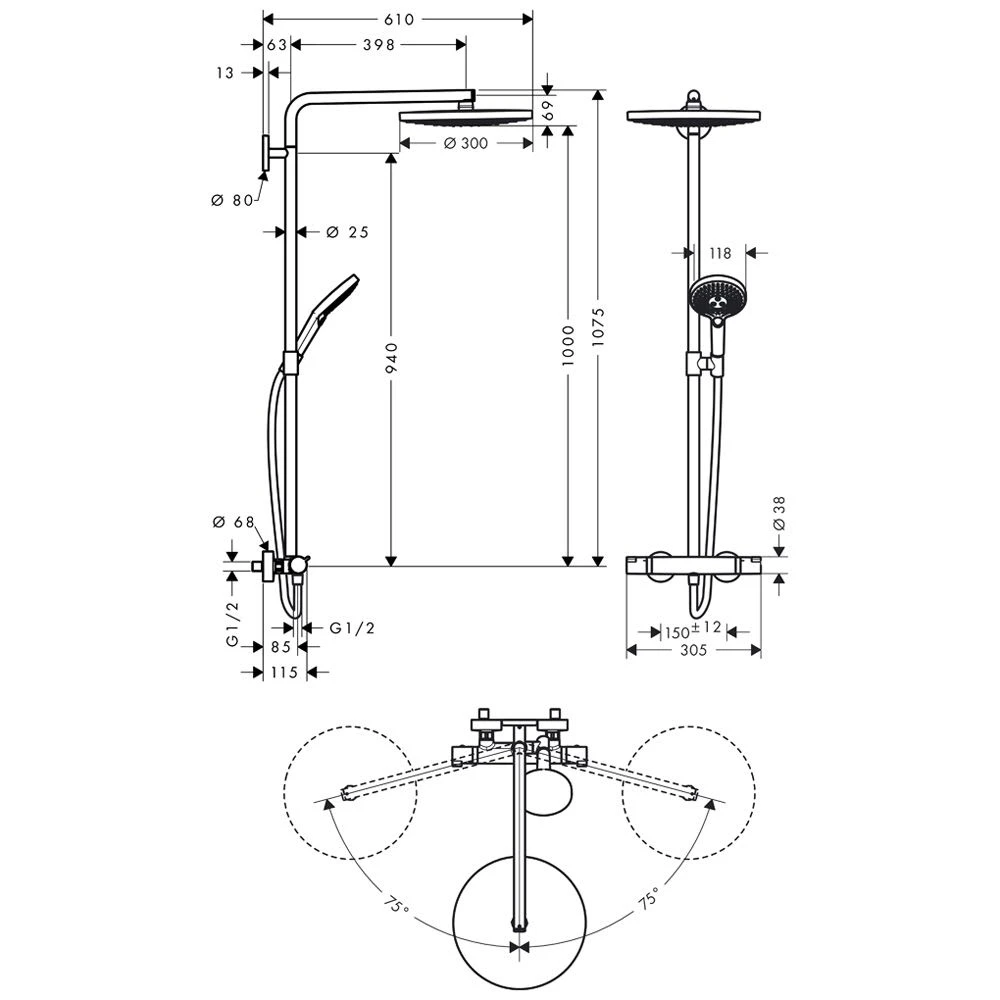 Hansgrohe Raindance Select S 300 2jet Showerpipe 4 Hansgrohe Raindance Select S 300 2jet Showerpipe – Bild 2