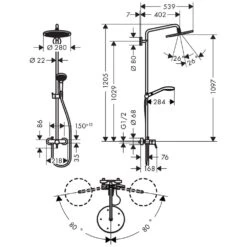 Hansgrohe Croma Select 280 Air 1jet Showerpipe Mit Einhebelmischer -Megabad Verkäufe hersteller hansgrohe brausenprogramm showerpipe croma select 1210395