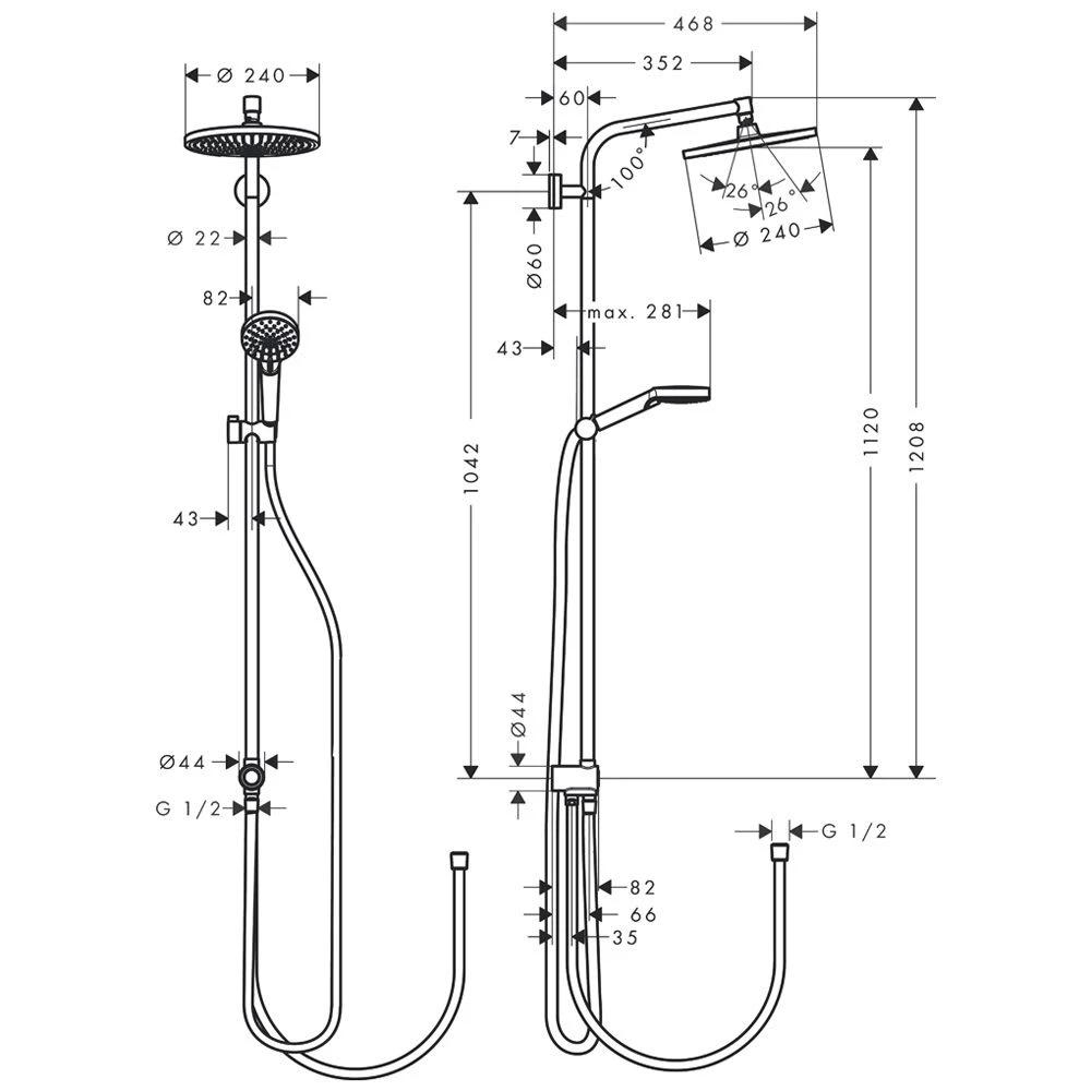 Hansgrohe Crometta S 240 1jet Showerpipe Reno EcoSmart 7 Hansgrohe Crometta S 240 1jet Showerpipe Reno EcoSmart – Bild 5