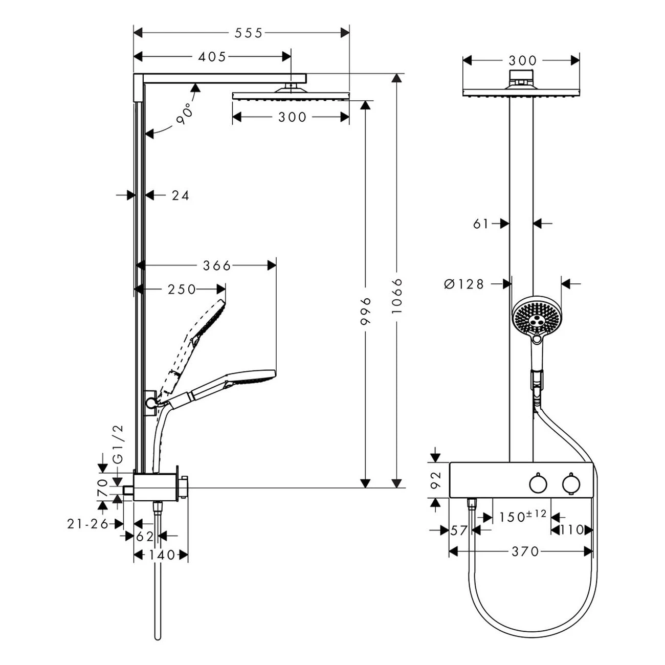 Hansgrohe Raindance E Showerpipe 300 1jet Mit ShowerTablet 350 4 Hansgrohe Raindance E Showerpipe 300 1jet Mit ShowerTablet 350 – Bild 2