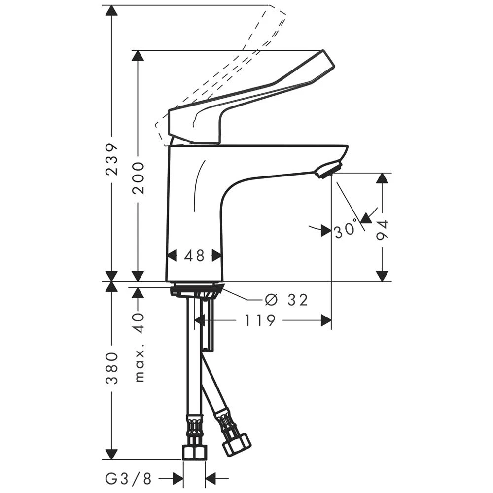 Hansgrohe Focus Care Einhebel-Waschtischmischer 100, Ohne Ablaufgarnitur 4 Hansgrohe Focus Care Einhebel-Waschtischmischer 100, Ohne Ablaufgarnitur – Bild 2