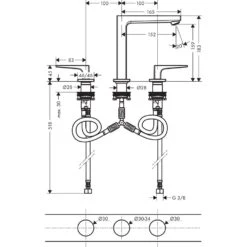 Hansgrohe Metropol 3-Loch Waschtischarmatur 160 Mit Bügelgriffen Und Push-Open Ablaufgarnitur -Megabad Verkäufe hersteller hansgrohe metropol waschtisch 3 loch 1351236