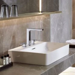 Hansgrohe Metropol 3-Loch Waschtischarmatur 160 Mit Bügelgriffen Und Push-Open Ablaufgarnitur -Megabad Verkäufe hersteller hansgrohe metropol waschtisch 3 loch 1351266