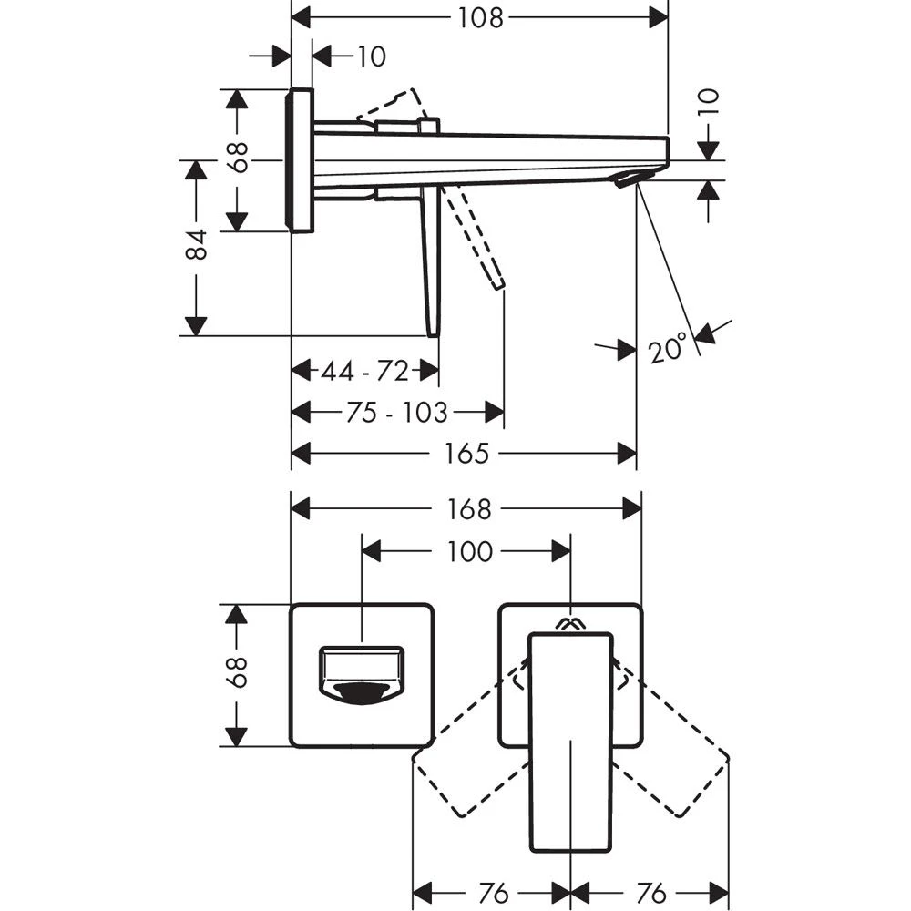 Hansgrohe Metropol Einhebel-Waschtischmischer Unterputz Mit Hebelgriff Und Auslauf 16,5 Cm Für Wandmontage 4 Hansgrohe Metropol Einhebel-Waschtischmischer Unterputz Mit Hebelgriff Und Auslauf 16,5 Cm Für Wandmontage – Bild 2