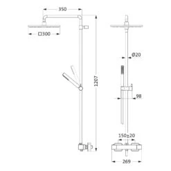Herzbach LIVING SPA Duschsäule Mit Regenbrause 30 Cm Eckig, Mit Stabhandbrause -Megabad Verkäufe hersteller herzbach neo castell brause duschsaeule 6979220