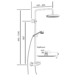 HSK Shower-Set Modell RS 200 Thermostat, Kopfbrause Flach, Rund 30 Cm -Megabad Verkäufe hersteller hsk duschsysteme shower set 200 463029