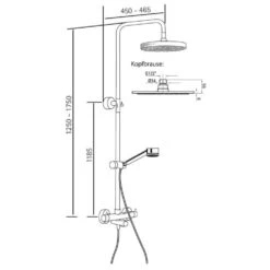 HSK Shower-Set Modell RS 200 Thermostat Für Badewanne, Kopfbrause Flach, Rund 25 Cm -Megabad Verkäufe hersteller hsk duschsysteme shower set modell 463031