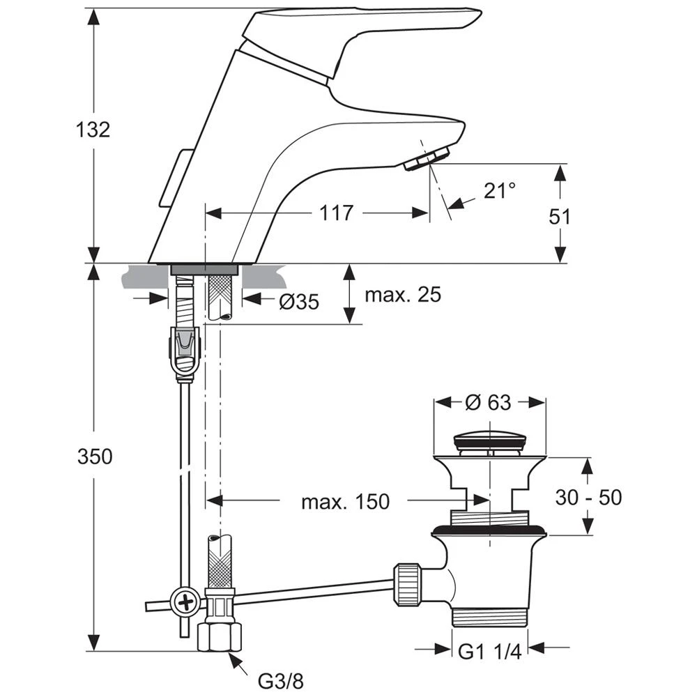 Ideal Standard CeraMix Blue Waschtischarmatur Piccolo 4 Ideal Standard CeraMix Blue Waschtischarmatur Piccolo – Bild 2