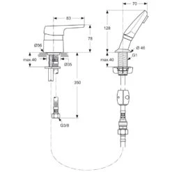 Ideal Standard CeraSprint Einhebel-Friseur-Armatur -Megabad Verkäufe hersteller ideal standard armaturen cerasprint neu 1072742