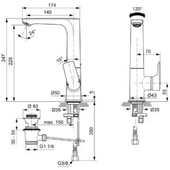 Ideal Standard Connect Air Waschtischarmatur Mit Hohem Schwenkbarem Auslauf, Mit Ablaufgarnitur -Megabad Verkäufe hersteller ideal standard armaturen connect air 1458764