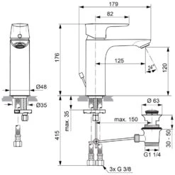 Ideal Standard Connect Air Grande Waschtischarmatur Mit Ablaufgarnitur, Niederdruck -Megabad Verkäufe hersteller ideal standard armaturen connect air 1458809