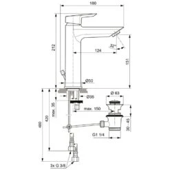 Ideal Standard Tesi Einhebel-Waschtischarmatur Grande ND -Megabad Verkäufe hersteller ideal standard armaturen tesi waschtisch 1006374