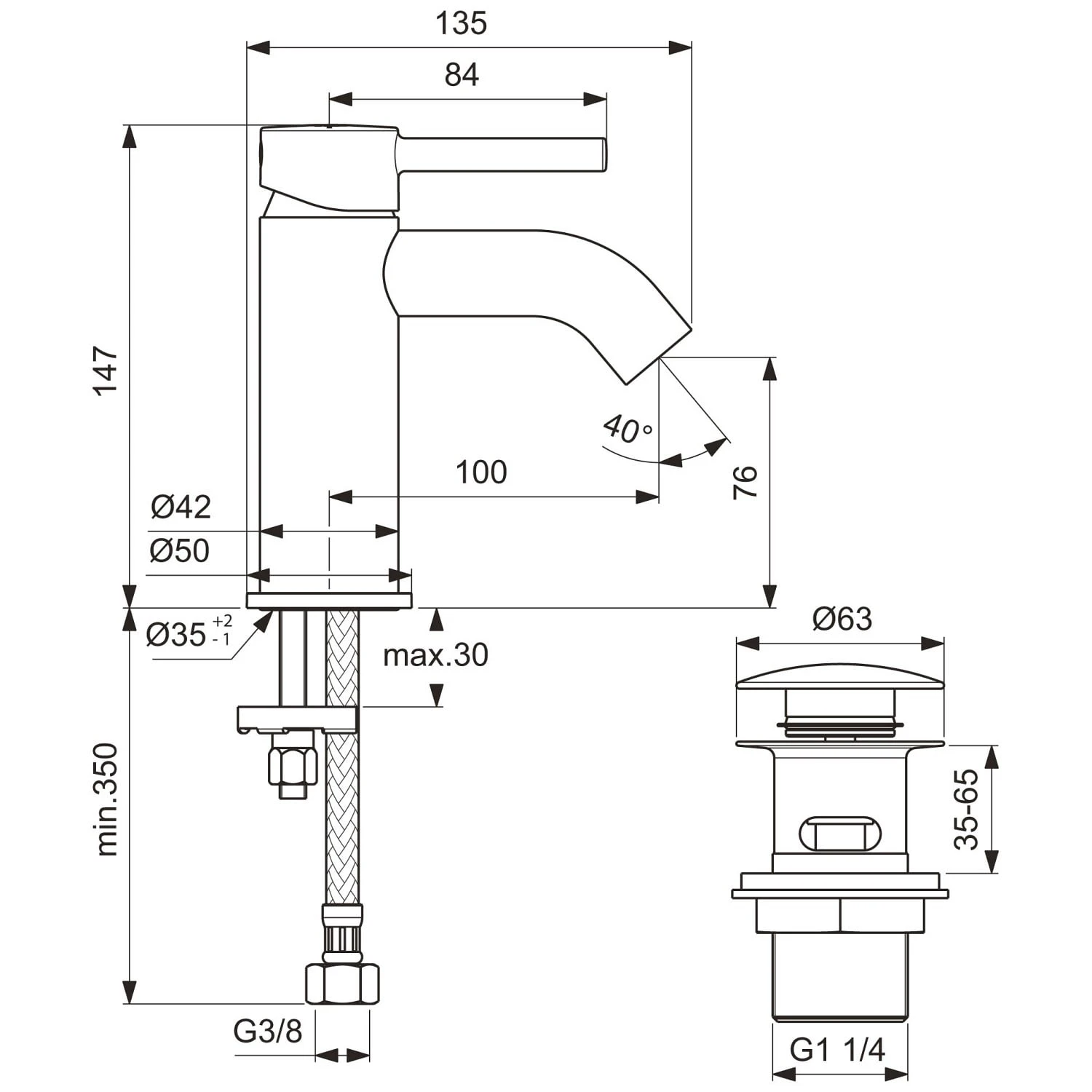 Ideal Standard Ceraline Waschtischarmatur Mit Push-Open Ventil 7 Ideal Standard Ceraline Waschtischarmatur Mit Push-Open Ventil – Bild 5