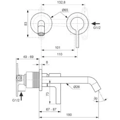 Ideal Standard Joy Wand-Waschtischarmatur, Runde Rosetten, Auslauf 18 Cm -Megabad Verkäufe hersteller ideal standard badarmaturen joy waschtisch 3690245