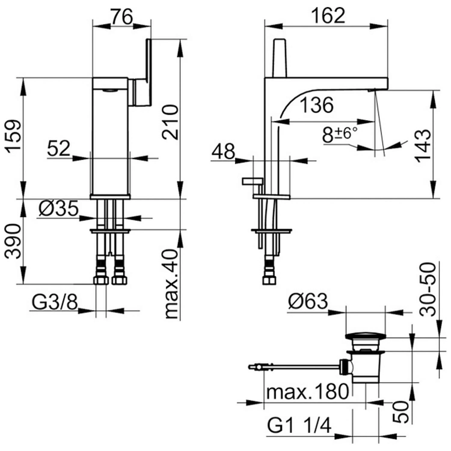 Keuco EDITION 11 Einhebel-Waschtischmischer 150, Mit Zugstangen-Ablaufgarnitur 5 Keuco EDITION 11 Einhebel-Waschtischmischer 150, Mit Zugstangen-Ablaufgarnitur – Bild 3