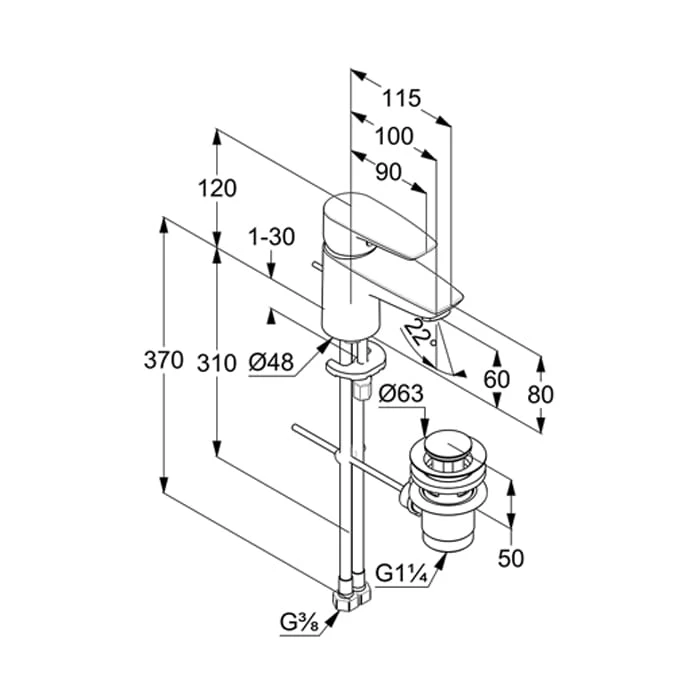 Kludi PURE&SOLID Waschtisch-Einhandmischer 60 4 Kludi PURE&SOLID Waschtisch-Einhandmischer 60 – Bild 2