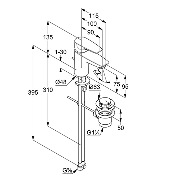 Kludi PURE&SOLID Waschtisch-Einhandmischer 75 4 Kludi PURE&SOLID Waschtisch-Einhandmischer 75 – Bild 2