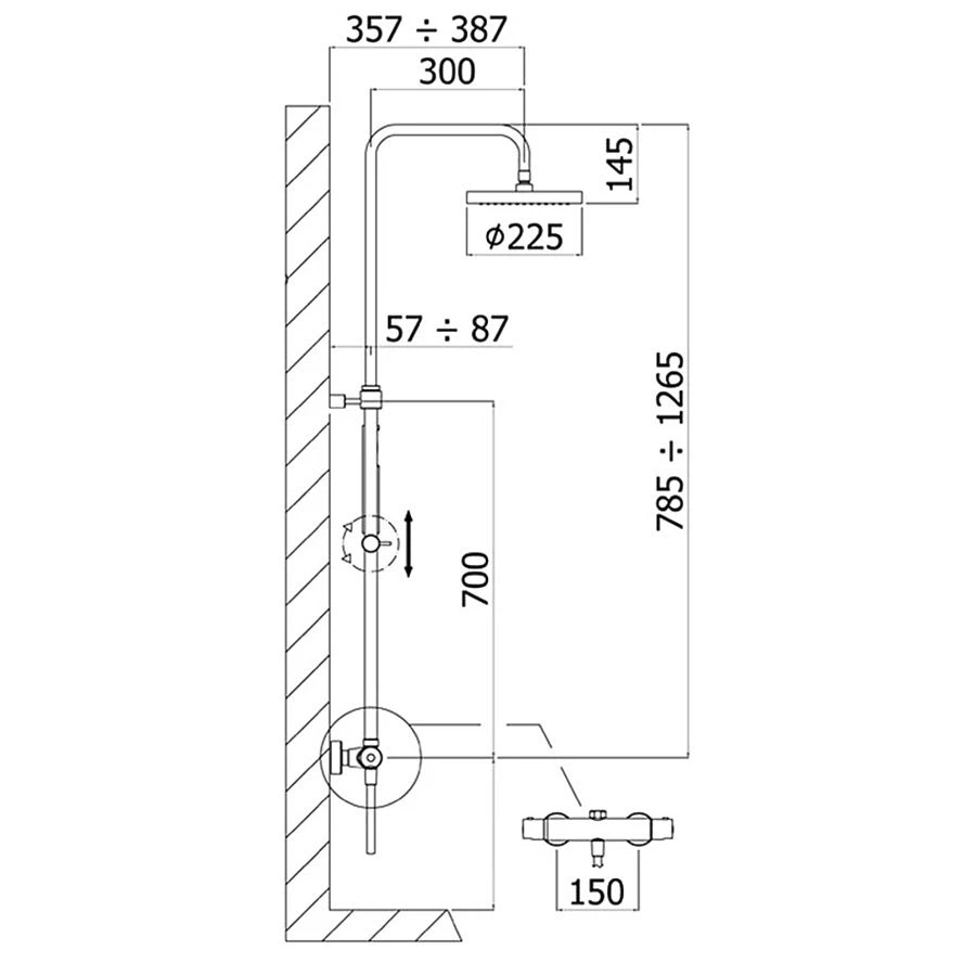 Kronenbach Duschsystem Aufputz Mit Thermostat Und Kopfbrause Ø 22,5 Cm, Rund 5 Kronenbach Duschsystem Aufputz Mit Thermostat Und Kopfbrause Ø 22,5 Cm, Rund – Bild 3