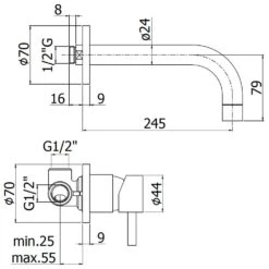 Loft 2.0 Waschtischbatterie 2-Loch Unterputz Ausladung 24,5 Cm, Inkl. Grundkörper -Megabad Verkäufe hersteller megabad sortiment badarmaturen architekt 400 1858108