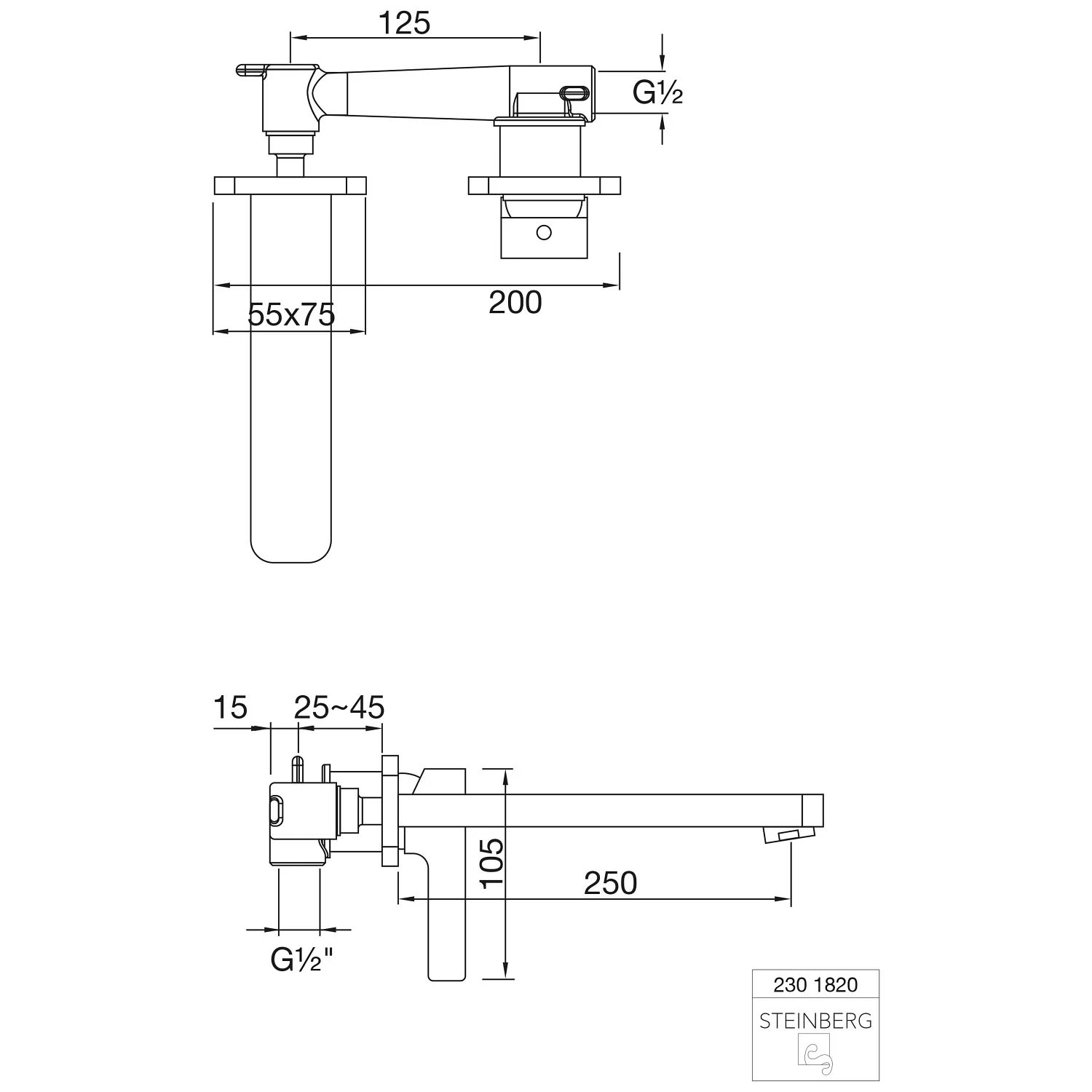 Steinberg Serie 230 Wand-Einhebelmischbatterie Ausladung 25 Cm 5 Steinberg Serie 230 Wand-Einhebelmischbatterie Ausladung 25 Cm – Bild 3