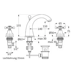 Herzbach ANAIS Waschtisch-Dreilochbatterie Mit Ablaufgarnitur, Starrer Auslauf -Megabad Verkäufe herzbach anais waschtisch dreilochbatterie mit ablaufgarnitur 13965799