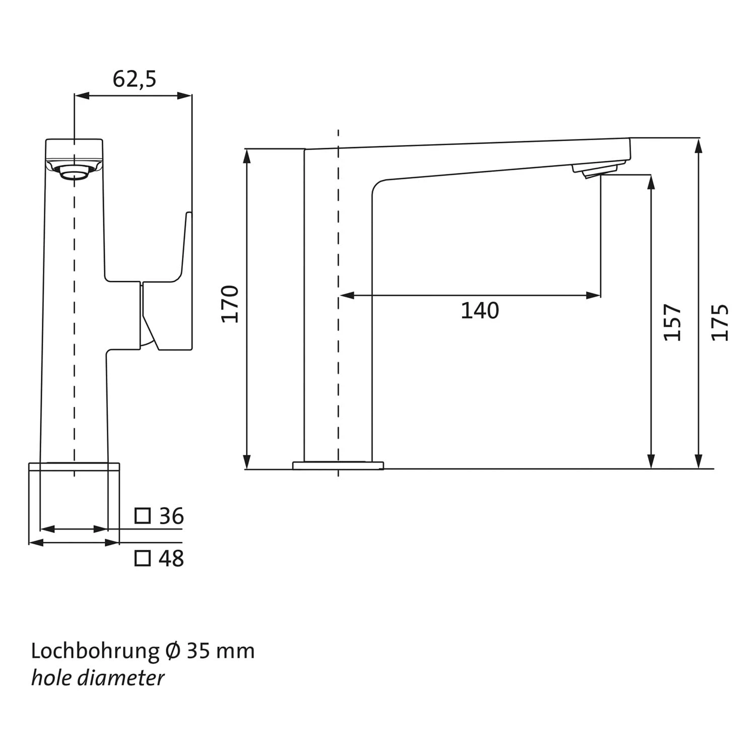 Herzbach CEO IX-FINISH Waschtisch-Einlochbatterie L-Size Ohne Ablaufgarnitur, Griff Seitlich 4 Herzbach CEO IX-FINISH Waschtisch-Einlochbatterie L-Size Ohne Ablaufgarnitur, Griff Seitlich – Bild 2