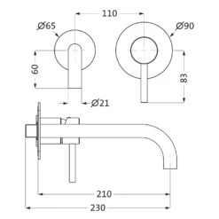 Herzbach DEEP BLACK Waschtisch-Unterputzbatterie Farbset, Ausladung 21 Cm -Megabad Verkäufe herzbach deep black waschtisch unterputzbatterie 21 6977339