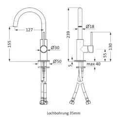 Herzbach DEEP GREY Waschtisch-Einlochbatterie Slim M-Size Ohne Ablaufgarnitur, Griff Seitlich -Megabad Verkäufe herzbach deep grey waschtisch einlochbatterie slim 9086291