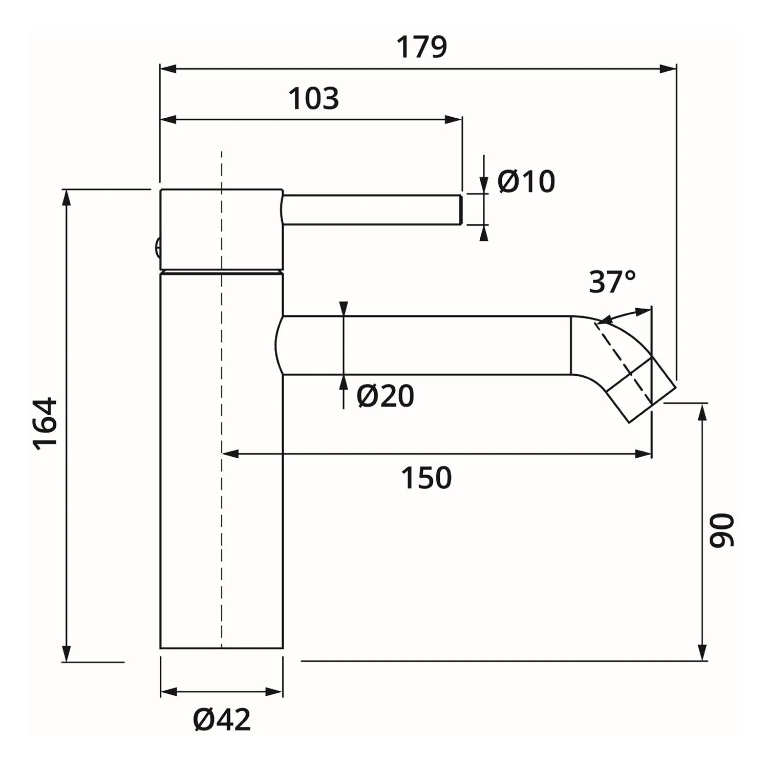 Herzbach DEEP IX Waschtischmischer M-Size 15 Cm Ohne Ablaufgarnitur 5 Herzbach DEEP IX Waschtischmischer M-Size 15 Cm Ohne Ablaufgarnitur – Bild 3