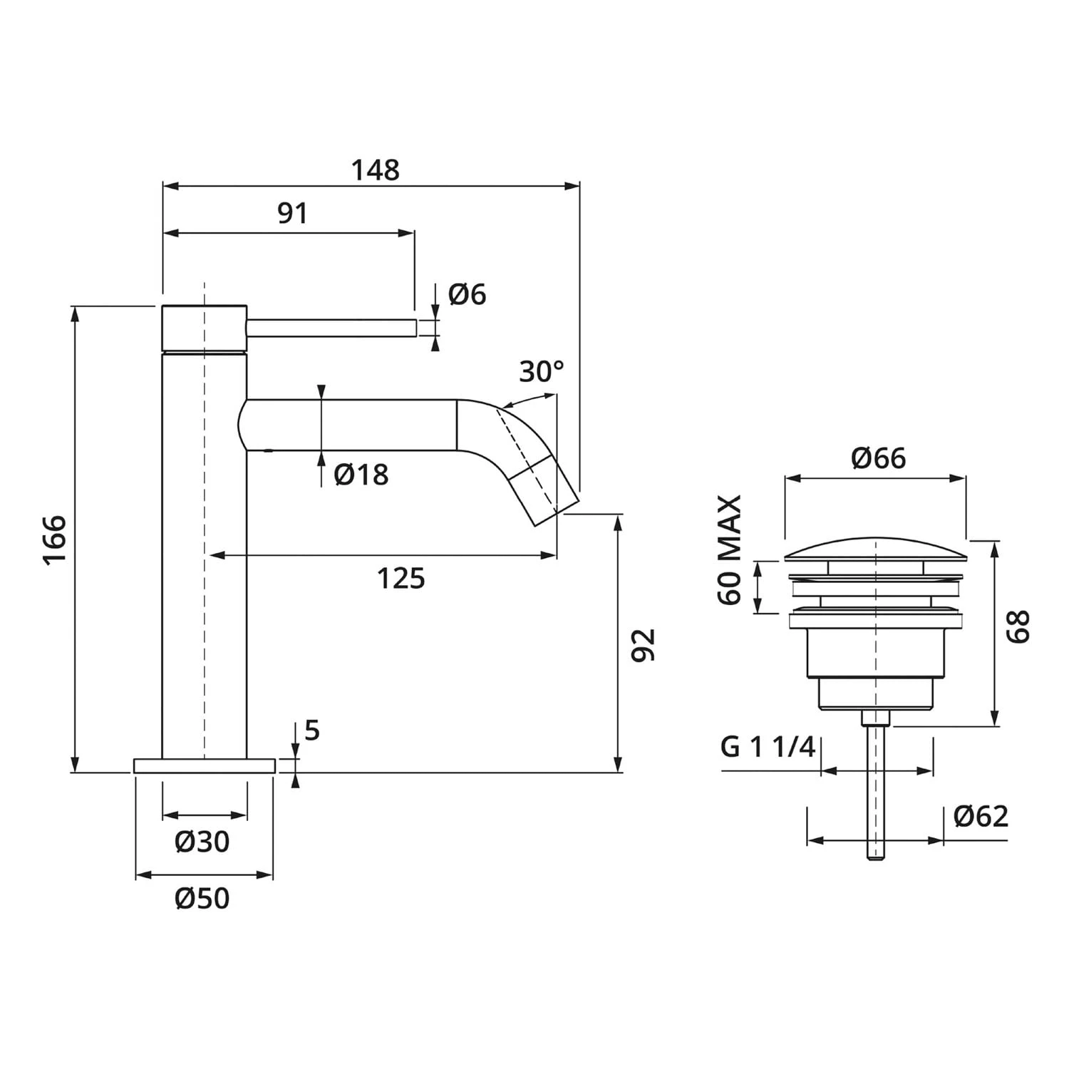 Herzbach DEEP IX Waschtischmischer Slim S-Size Mit PUSH-Ablaufventil 5 Herzbach DEEP IX Waschtischmischer Slim S-Size Mit PUSH-Ablaufventil – Bild 3