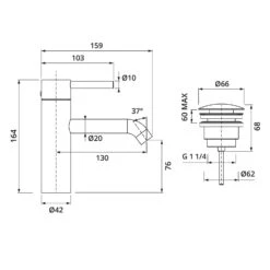 Herzbach DEEP BLACK Waschtischmischer M-Size 13 Cm Niederdruck Mit PUSH-Ablaufventil -Megabad Verkäufe herzbach deep waschtisch black waschtischmischer size 13942204