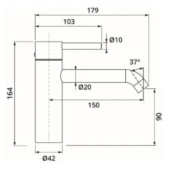 Herzbach DEEP BLACK Waschtischmischer M-Size 15 Cm Ohne Ablaufgarnitur -Megabad Verkäufe herzbach deep waschtisch black waschtischmischer size 13942231