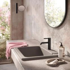 Herzbach DEEP BLACK Waschtischmischer M-Size 13 Cm Niederdruck Mit PUSH-Ablaufventil -Megabad Verkäufe herzbach deep waschtisch black waschtischmischer size 13942464