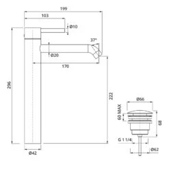 Herzbach DEEP BLACK Waschtischmischer XL-Size 17 Cm Mit PUSH-Ablaufventil -Megabad Verkäufe herzbach deep waschtisch black waschtischmischer xl 13942193