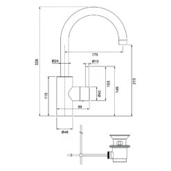 Herzbach DEEP Waschtischmischer L-Size Griff Seitlich Mit Zugstangen-Ablaufgarnitur -Megabad Verkäufe herzbach deep waschtisch waschtischmischer l size 13942171