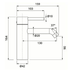 Herzbach DEEP Waschtischmischer M-Size 13 Cm Ohne Ablaufgarnitur -Megabad Verkäufe herzbach deep waschtisch waschtischmischer size 130mm 13942194
