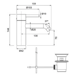 Herzbach DEEP Waschtischmischer S-Size 13 Cm Mit Zugstangen-Ablaufgarnitur -Megabad Verkäufe herzbach deep waschtisch waschtischmischer size 130mm 13942225
