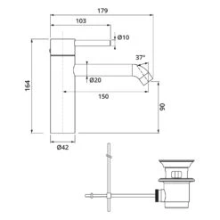 Herzbach DEEP Waschtischmischer M-Size 15 Cm Mit Zugstangen-Ablaufgarnitur -Megabad Verkäufe herzbach deep waschtisch waschtischmischer size 150mm 13942229