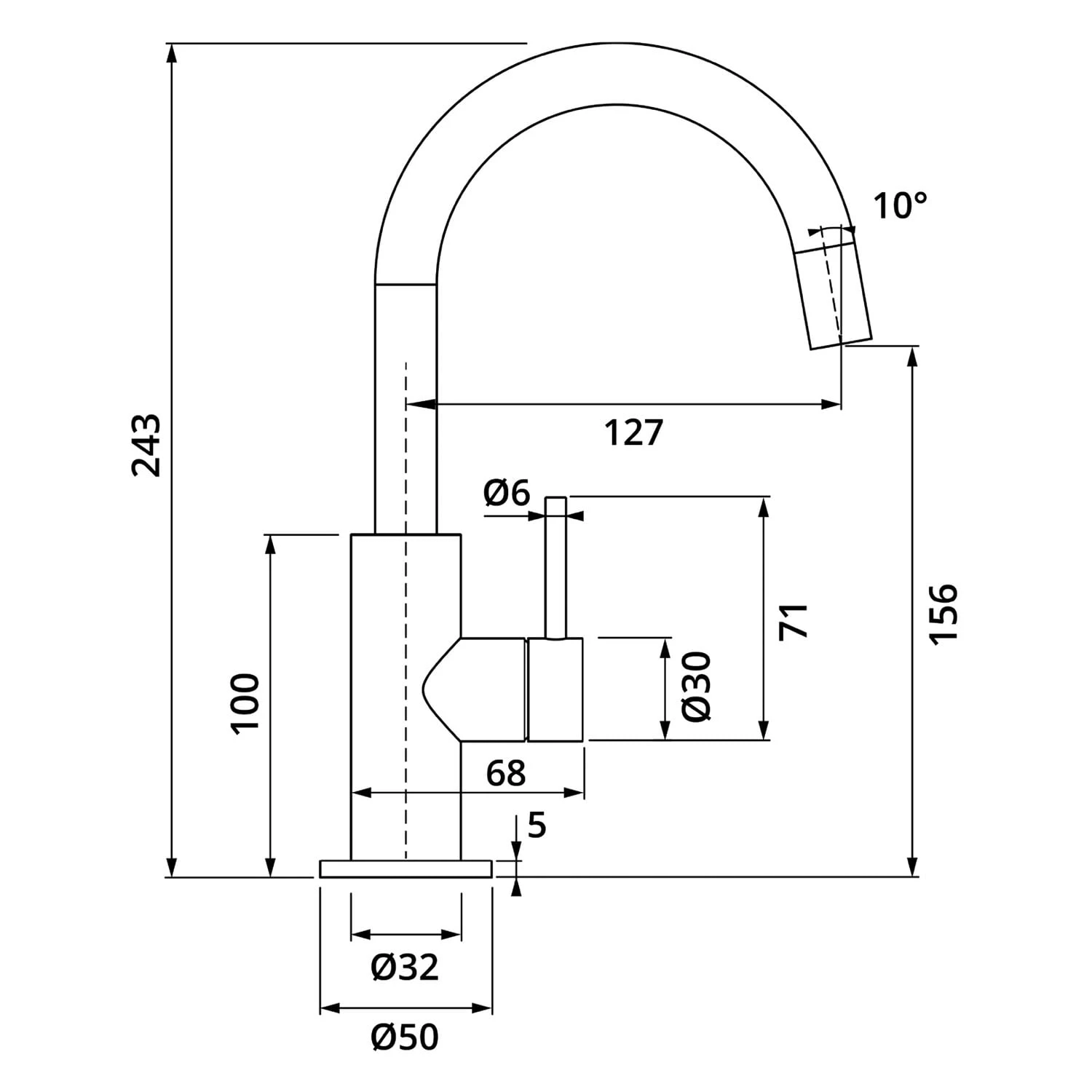 Herzbach DEEP Waschtischmischer Slim M-Size Griff Seitlich Ohne Ablaufgarnitur 5 Herzbach DEEP Waschtischmischer Slim M-Size Griff Seitlich Ohne Ablaufgarnitur – Bild 3
