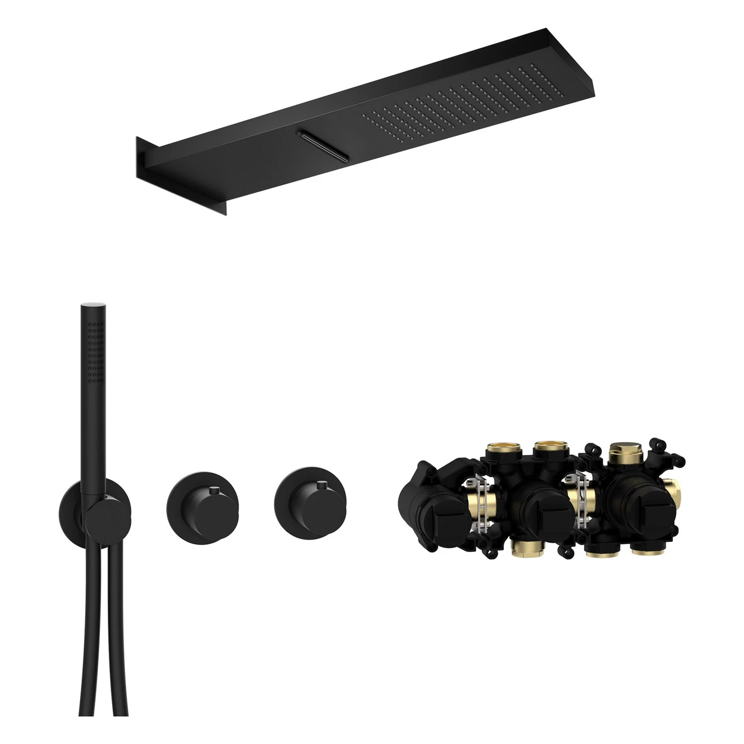 Herzbach MODUL7 BLACK Duschsystem T-MU2 Mit Thermostat Und Regenbrause Eckig 3 Herzbach MODUL7 BLACK Duschsystem T-MU2 Mit Thermostat Und Regenbrause Eckig