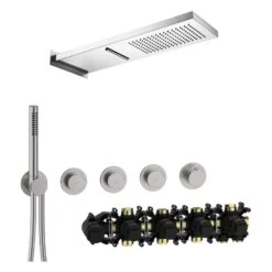 Herzbach MODUL7 IX Duschsystem P-MU2 Mit PUSH Thermostat Und Regenbrause Eckig