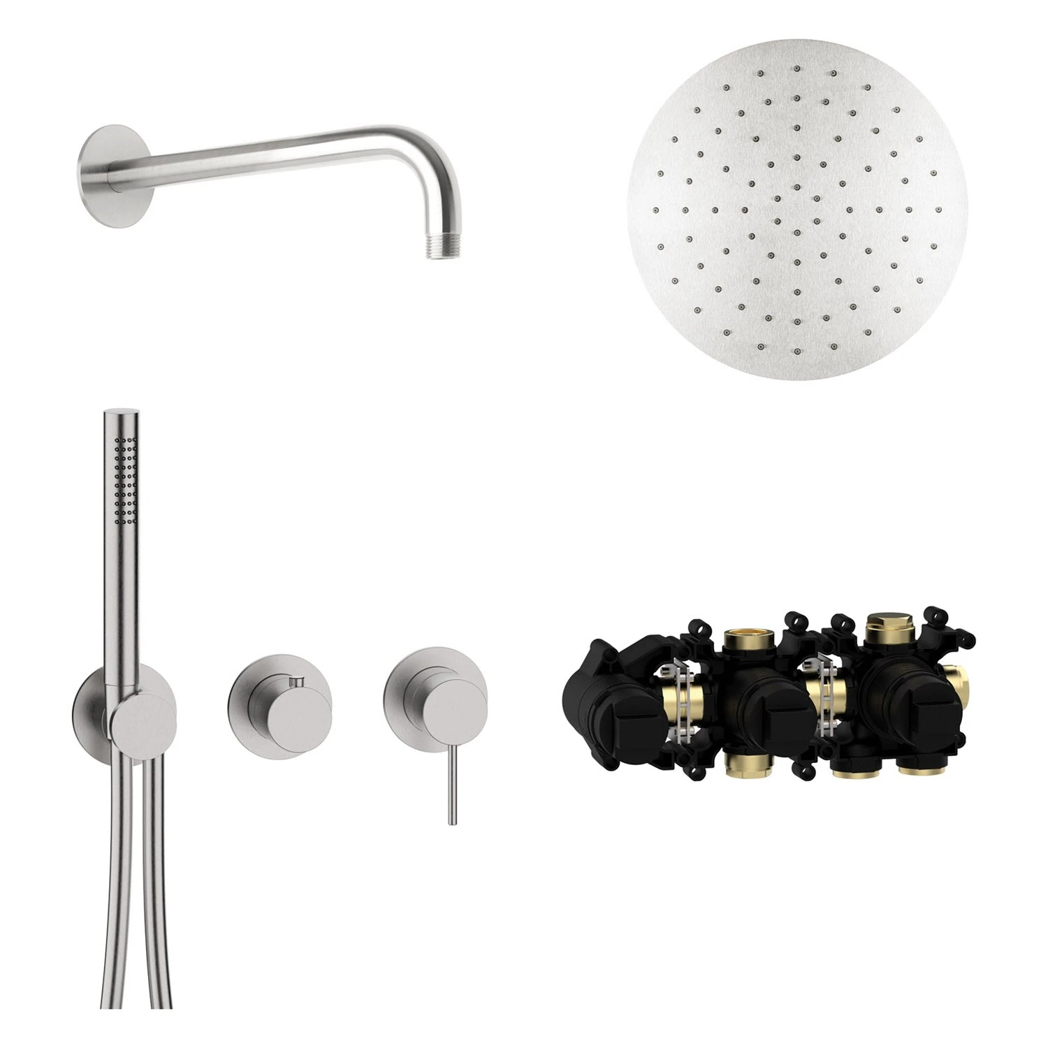 Herzbach MODUL7 IX Duschsystem H-RB250 Mit Hebelmischer Und Kopfbrause Rund