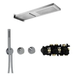 Herzbach MODUL7 Duschsystem T-MU2 Mit Thermostat Und Regenbrause Eckig