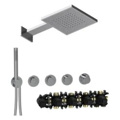 Herzbach MODUL7 Duschsystem P-TF2 Mit PUSH Thermostat Und Regenbrause TWIN FLOW