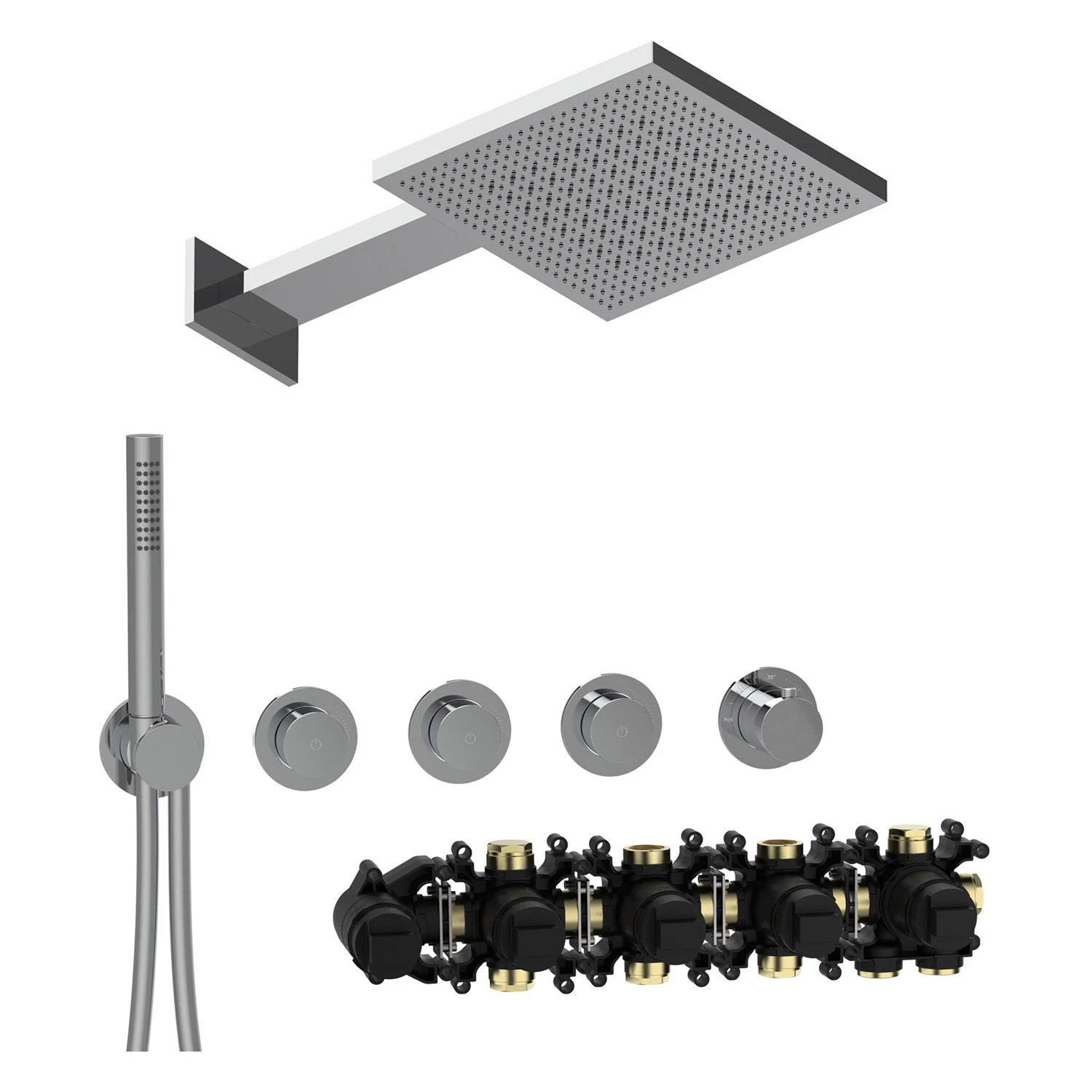 Herzbach MODUL7 Duschsystem P-TF2 Mit PUSH Thermostat Und Regenbrause TWIN FLOW 3 Herzbach MODUL7 Duschsystem P-TF2 Mit PUSH Thermostat Und Regenbrause TWIN FLOW