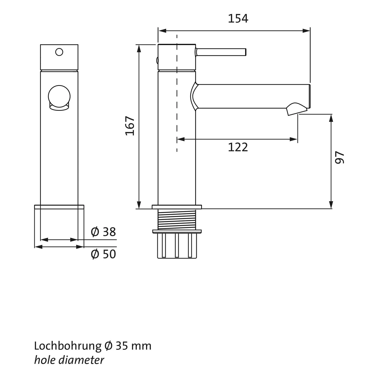 Herzbach SIRO Waschtisch-Einlochbatterie M-Size 5 Herzbach SIRO Waschtisch-Einlochbatterie M-Size – Bild 3